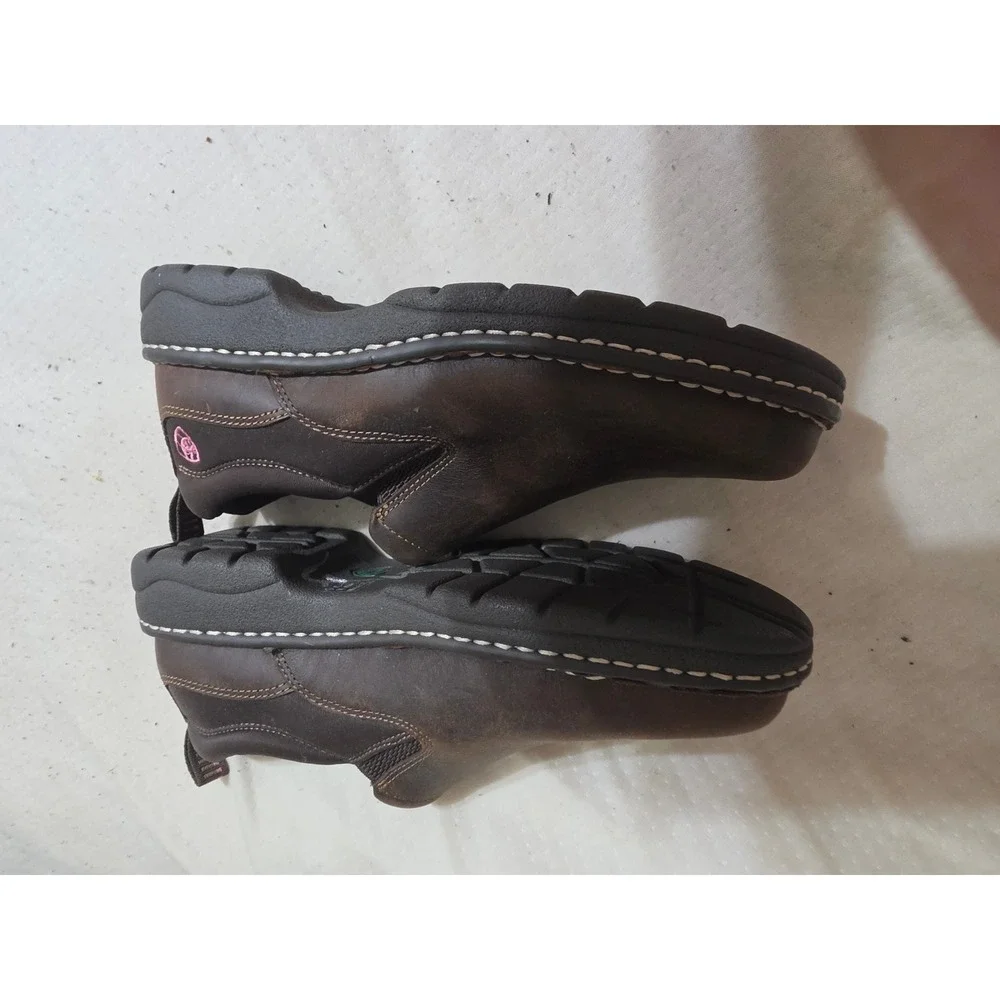 Ariat Cruiser‎ Brown Leather Slip On Loafers Womens 10B 10020171 4LR Pink Logo